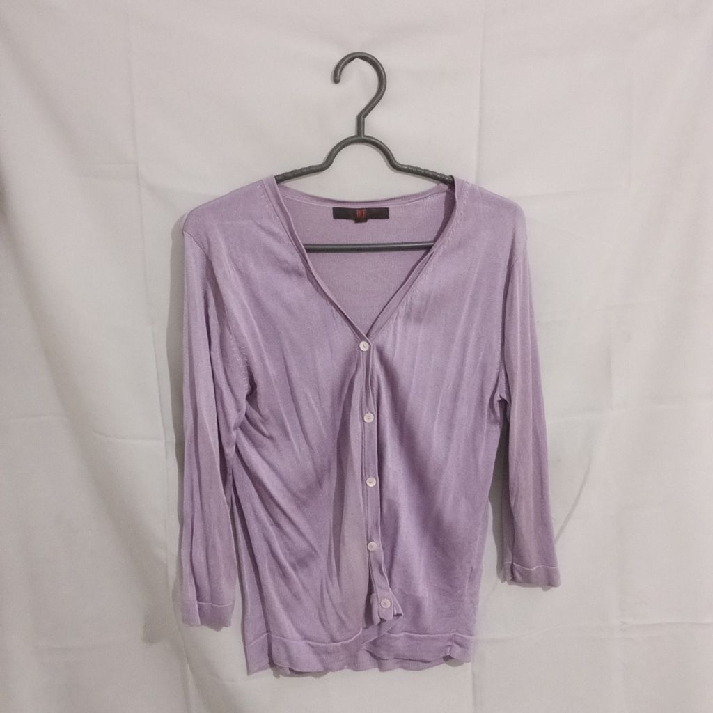 Thrift•Crop top ungu lilac/preloved baju crop top warna ungu/cardigan or baju crop top/thrift baju k