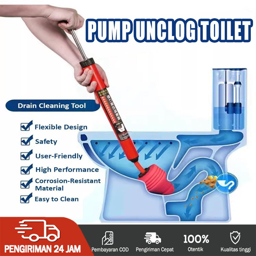 Penyedot WC Fleksibel Pump Toilet Plunger Pompa WC Duduk Mampet Alat Pembersih Saluran Tersumbat