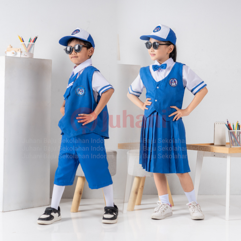 Seragam TK Rompi Putih Biru