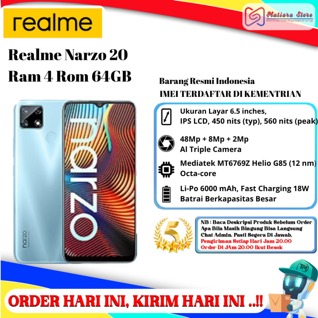 Realme Narzo 20 Ram 4 Rom 64GB