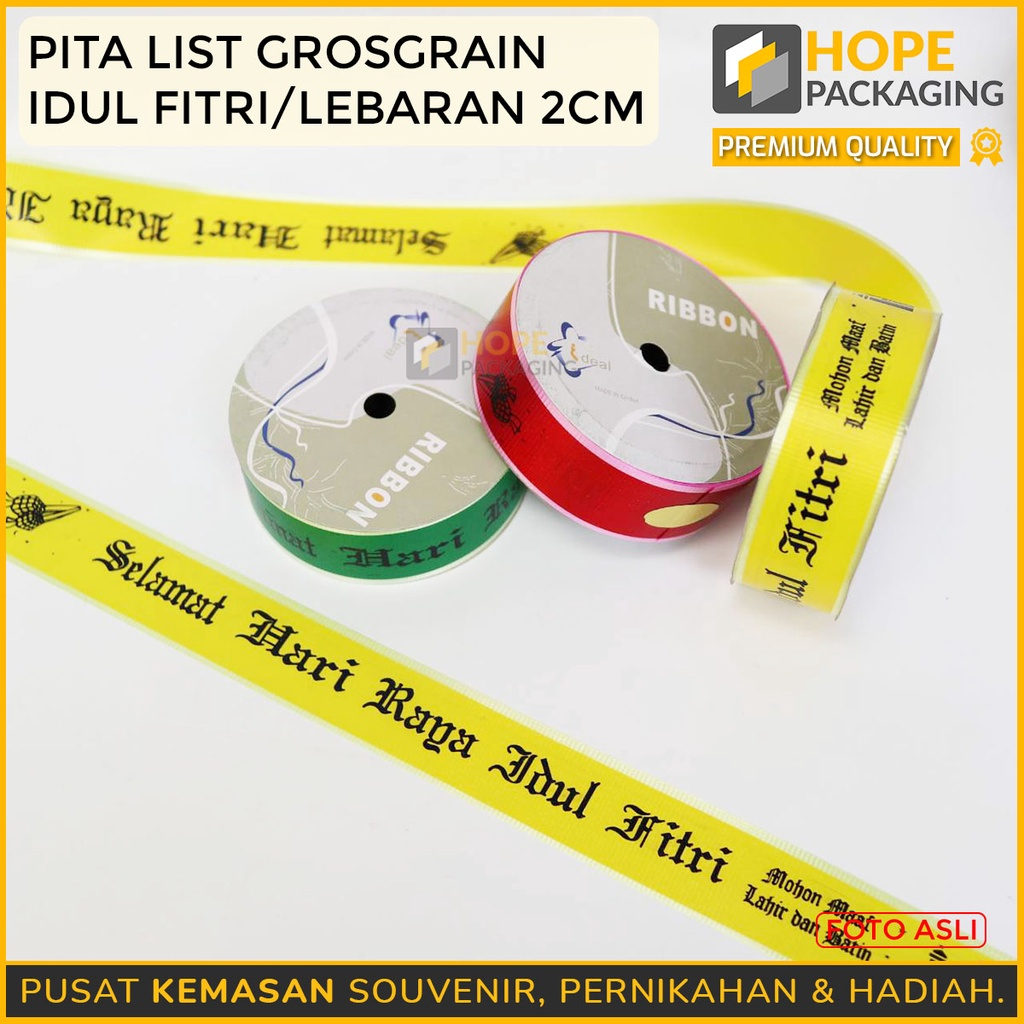

Pita Roll List Grosgrain 2 cm dan 3.8cm Pita Idul Fitri/Lebaran Souvenir Parcel Muslim