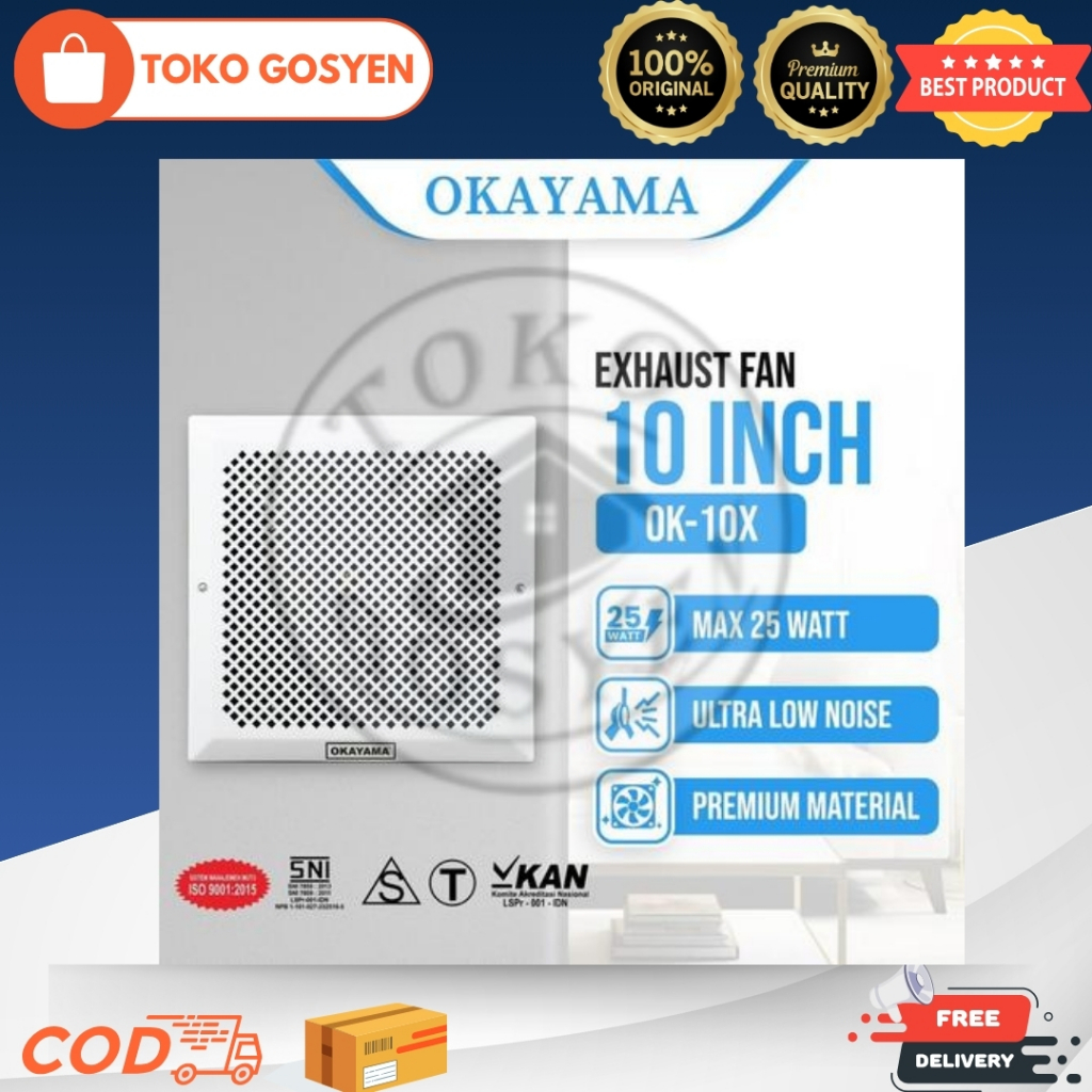 Okayama Exhaust Fan / Kipas Angin Hexos Plafon Dak 10 inch dan 12 Inch Okayama