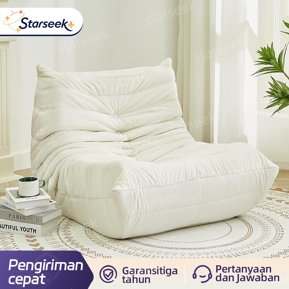 Sofa Ulat Premium/Sofa Kompresi Kasual/Sandaran Berisi Spons/Kain Beludru/Sofa 1 Tempat Duduk/Sofa A
