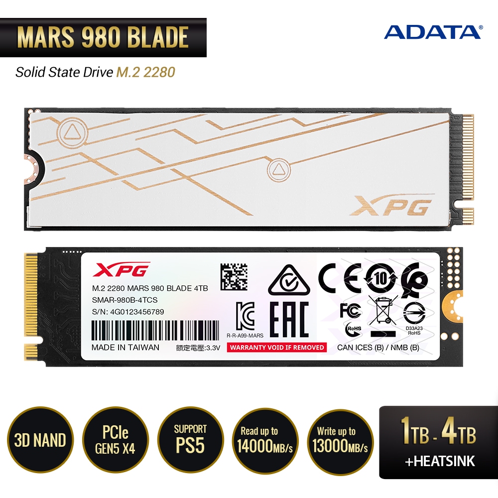 ADATA XPG SSD Mars 980 PRO PCIe Gen5 x 4 M.2 2280 - 1TB-2TB