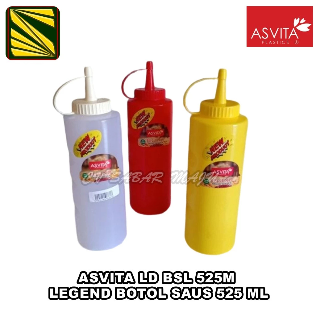 Asvita Botol Kecap, Botol Saus 525 ml + Tutup