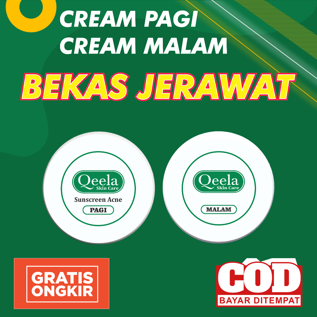Krim Penghilang Bekas Jerawat Hitam | Cream Pagi & Malam Untuk Bekas Jerawat - Qeela Skincare | Aman
