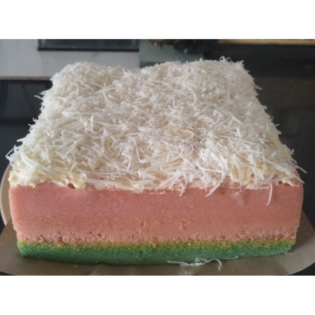 

Bolu kukus pelangi Keju tabur ukuran 20 cm
