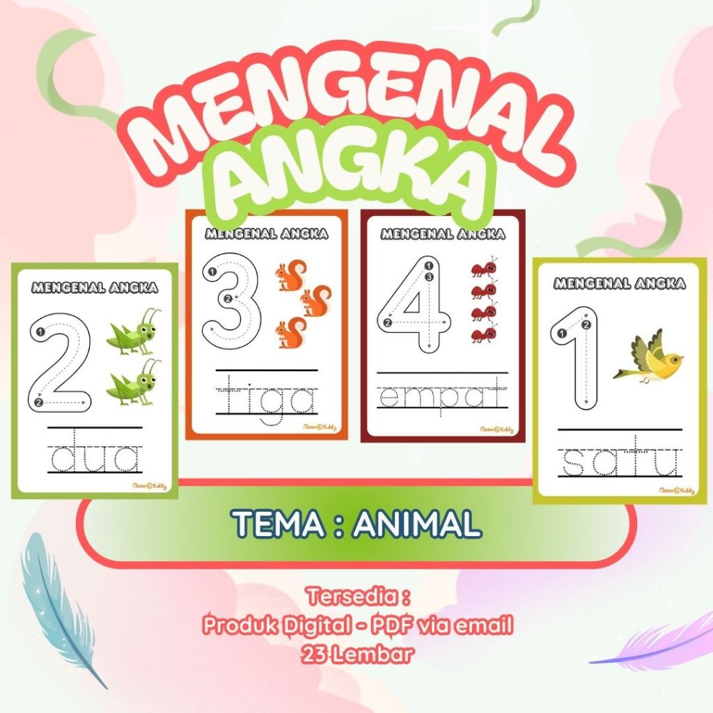 MOONKIDDY PDF Worksheet Mengenal Angka untuk anak usia 3-5 tahun