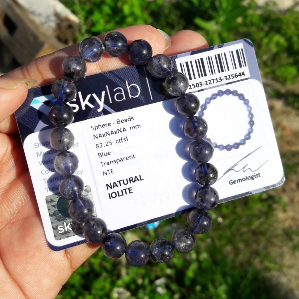 Gelang Batu Natural Blue Iolite Include Certificate Memo