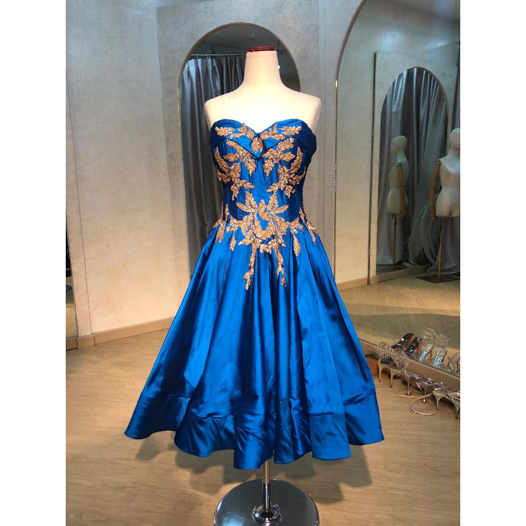 Gown/Gaun Pesta  Free Gaun Anak Party Elegan Mewah/Dress Wanita Warna Biru/Pressweet17/Prewedding/Ga