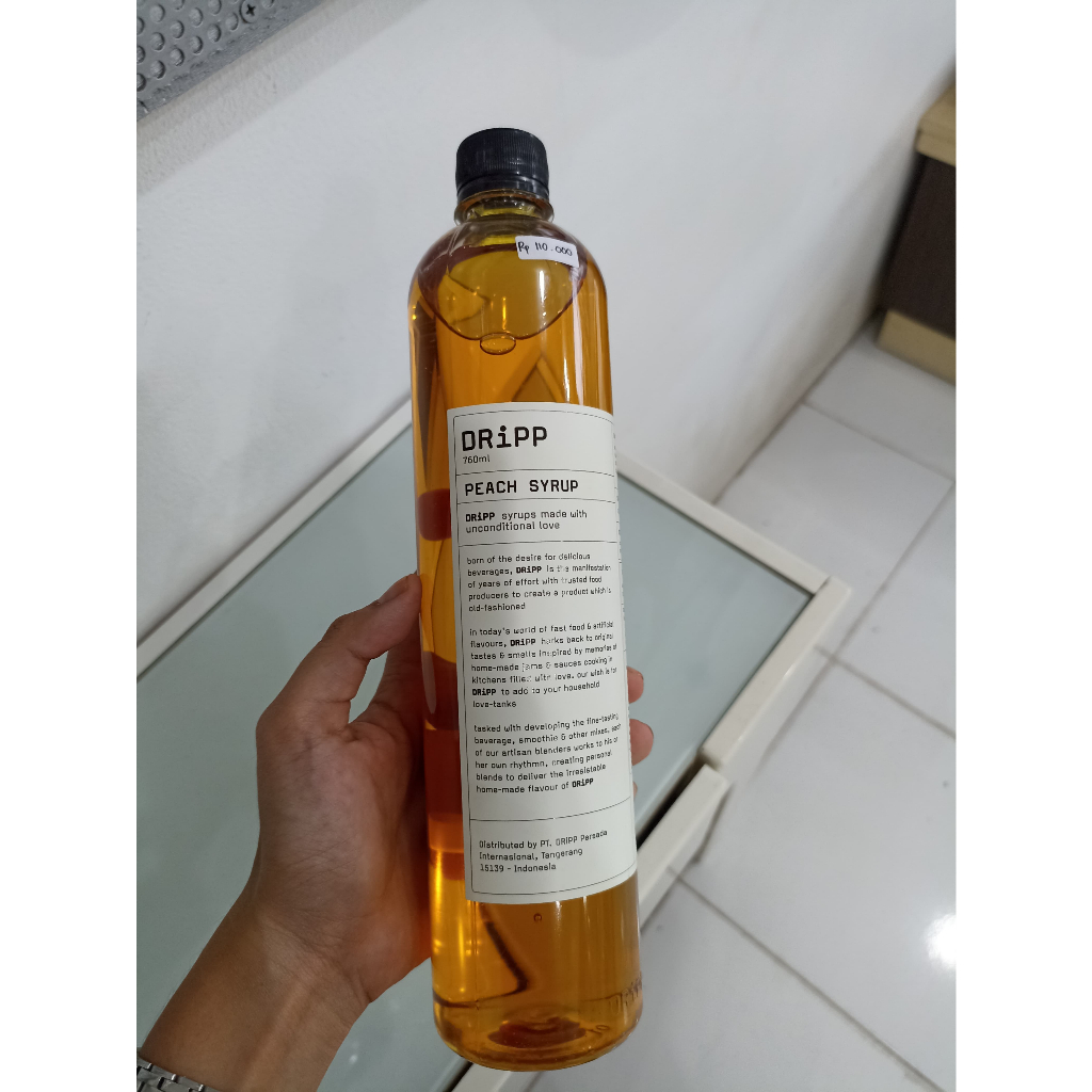 

DRIPP RASA PEACH MINUMAN SIRUP PREMIUM/SYRUP PEACH/SIRUP RASA PEACH/760 ML/VARIAN PEACH PREMIUM/HALAL/BPOM