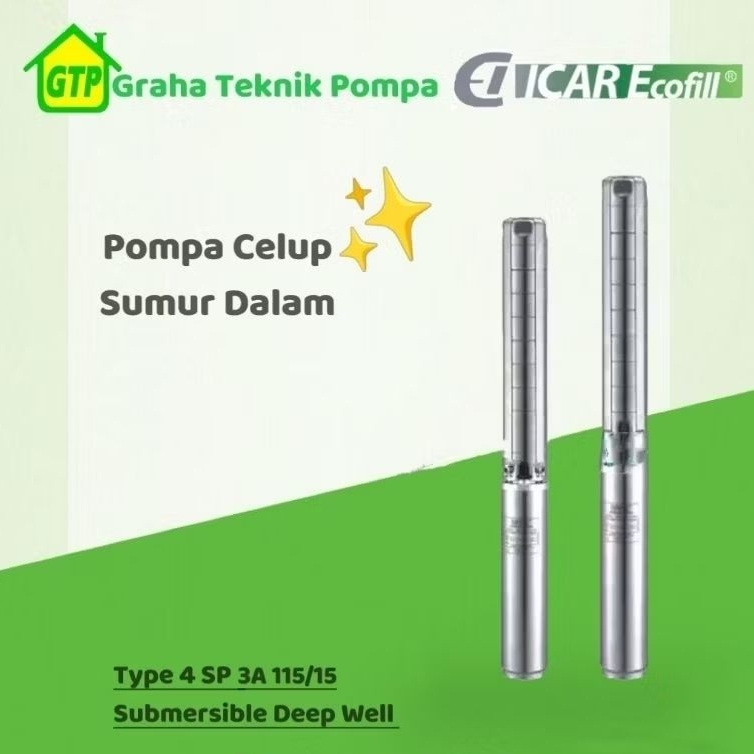 Icar Ecofill 4 SP 3-15 Pompa Celup Sumur Dalam - Submersible Deep Well