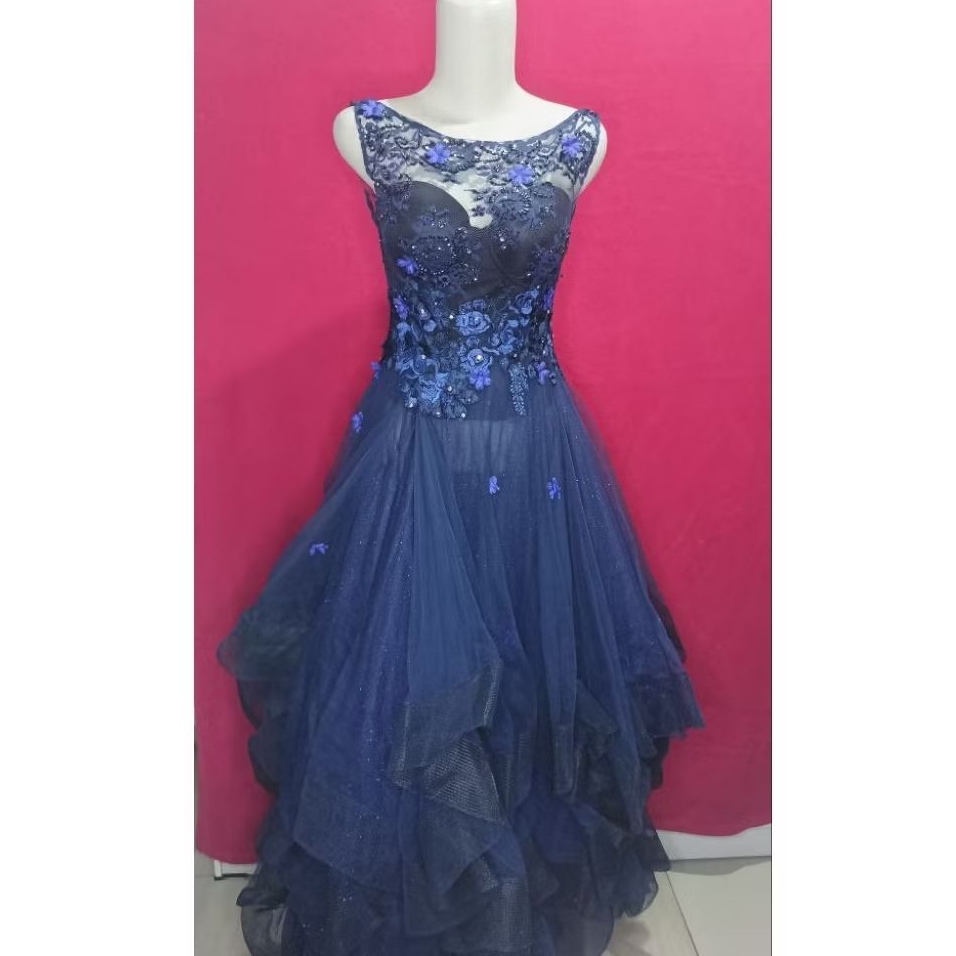 GAUN PESTA NAVY BLUE ~ BAJU PENYANYI ~ BAJU PESTA