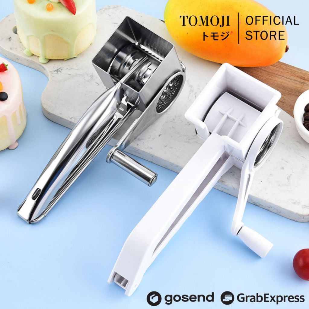 Tomoji Cheese Grater Handheld Grinder - Parutan Keju Manual Putar Stainless Steel dan Plastik – Alat