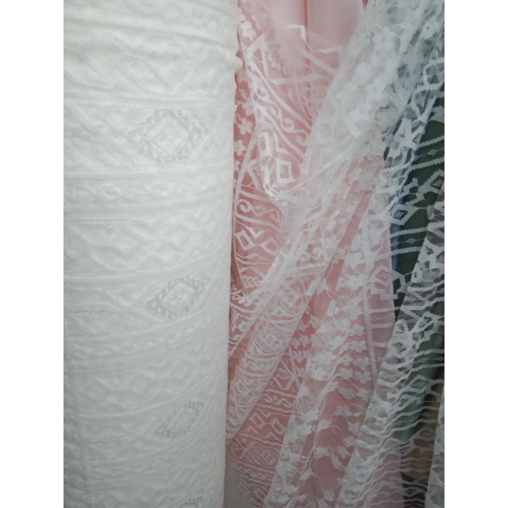 Kain tulle brokat premium - kain tulle santily - kain tulle santily Prancis - tulle santily sutra...