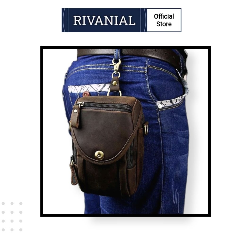 Rivanial Tas Pria Kulit Asli Tas Crazy Horse Tas Selempang HP Produk Asli GARUT