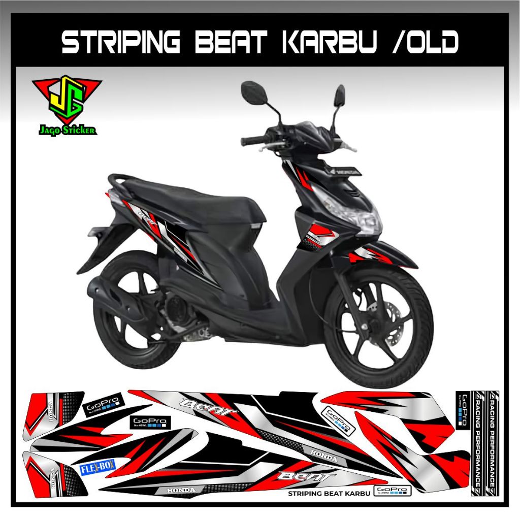 STIKER STRIPING HONDA BEAT KARBU GRAFIS RACING / STIKER BEAT RACING NEW / DECAL STIKER BEAT KARBU