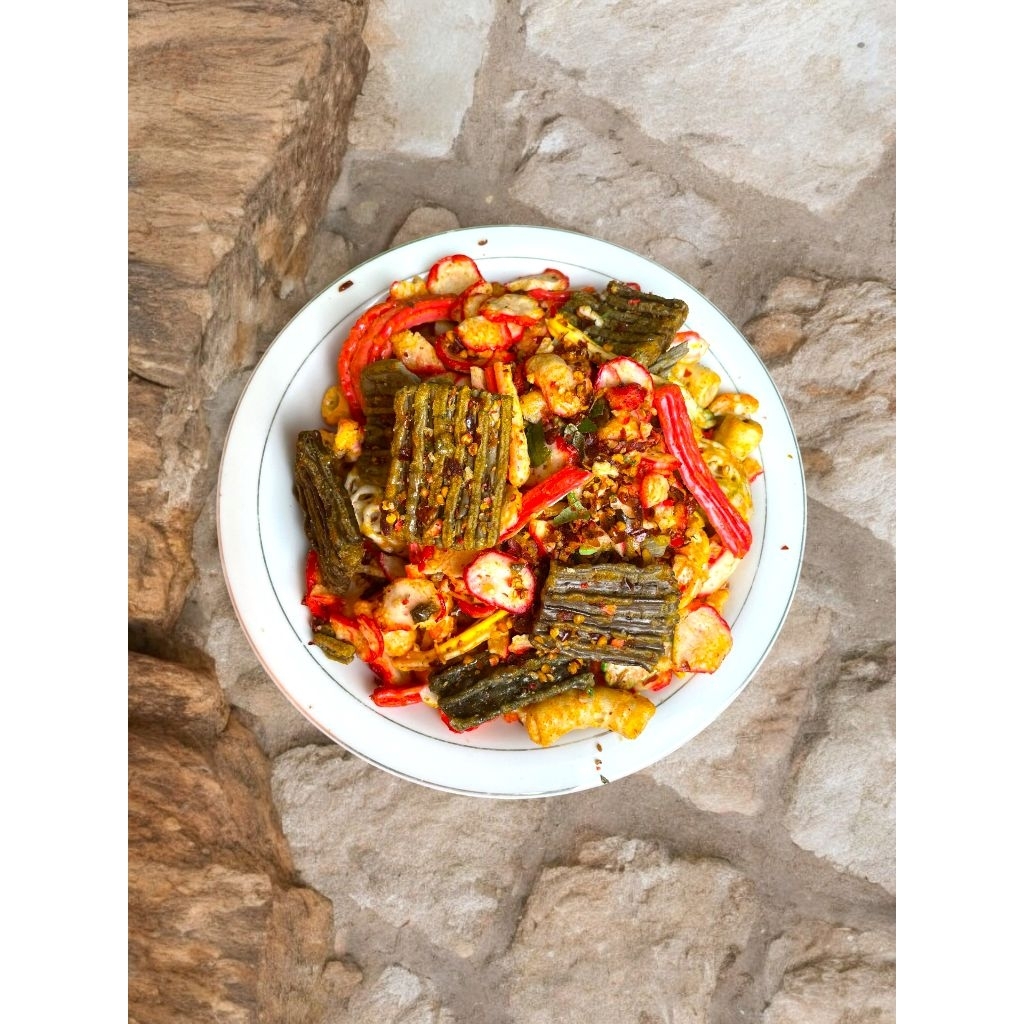 

Kerupuk Seblak Mix Pedas daun jeruk Mandiri Snack Juara