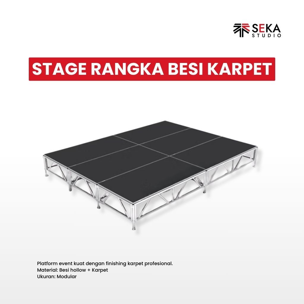 Stage Rangka Besi Karpet– Dekorasi Acara, Booth, & Studio