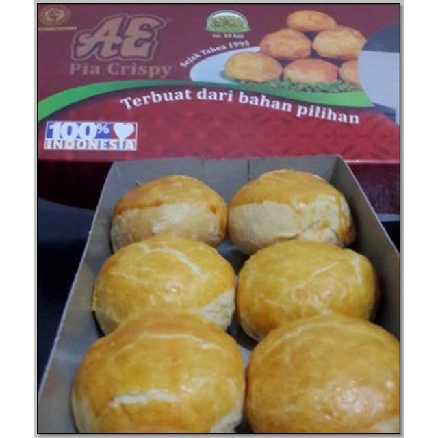

Pia AE Crispy rasa kacang hijau coklat dan keju