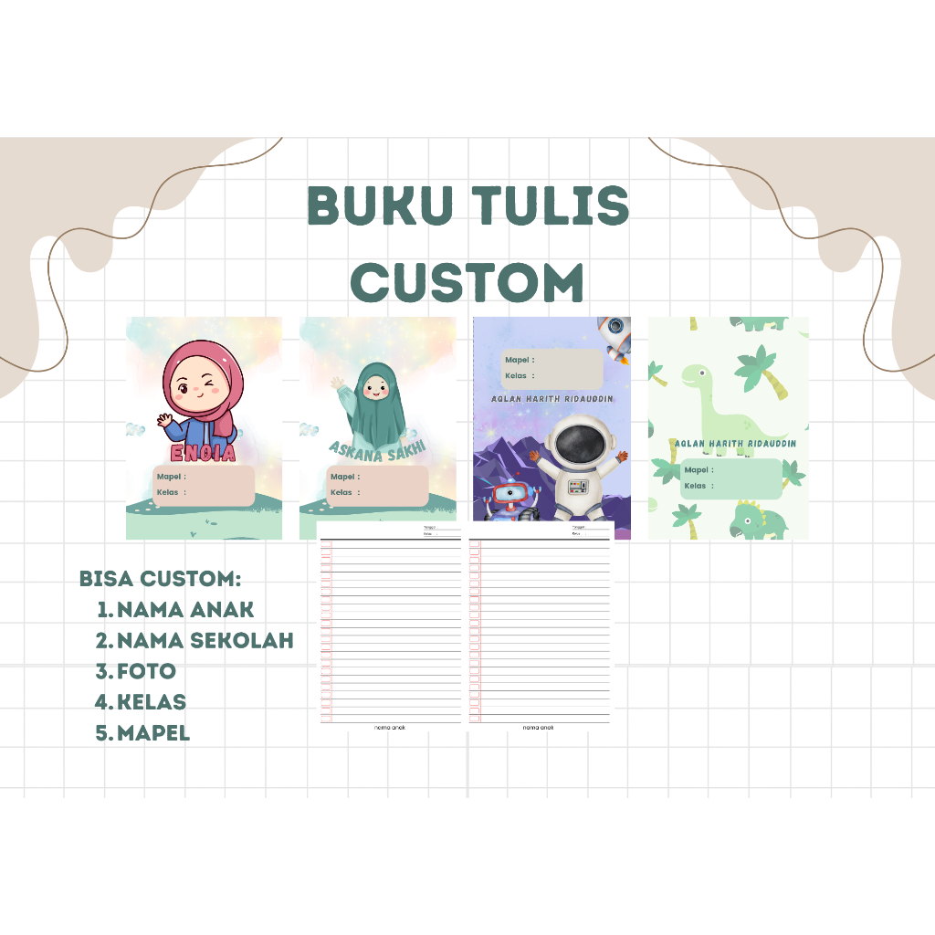 

Buku Tulis Bisa Custom Nama dan foto