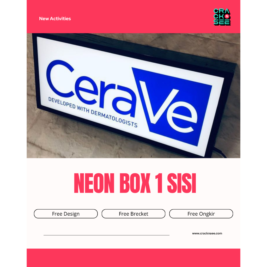 Neon Box 1 Sisi - Bahan Akrilik