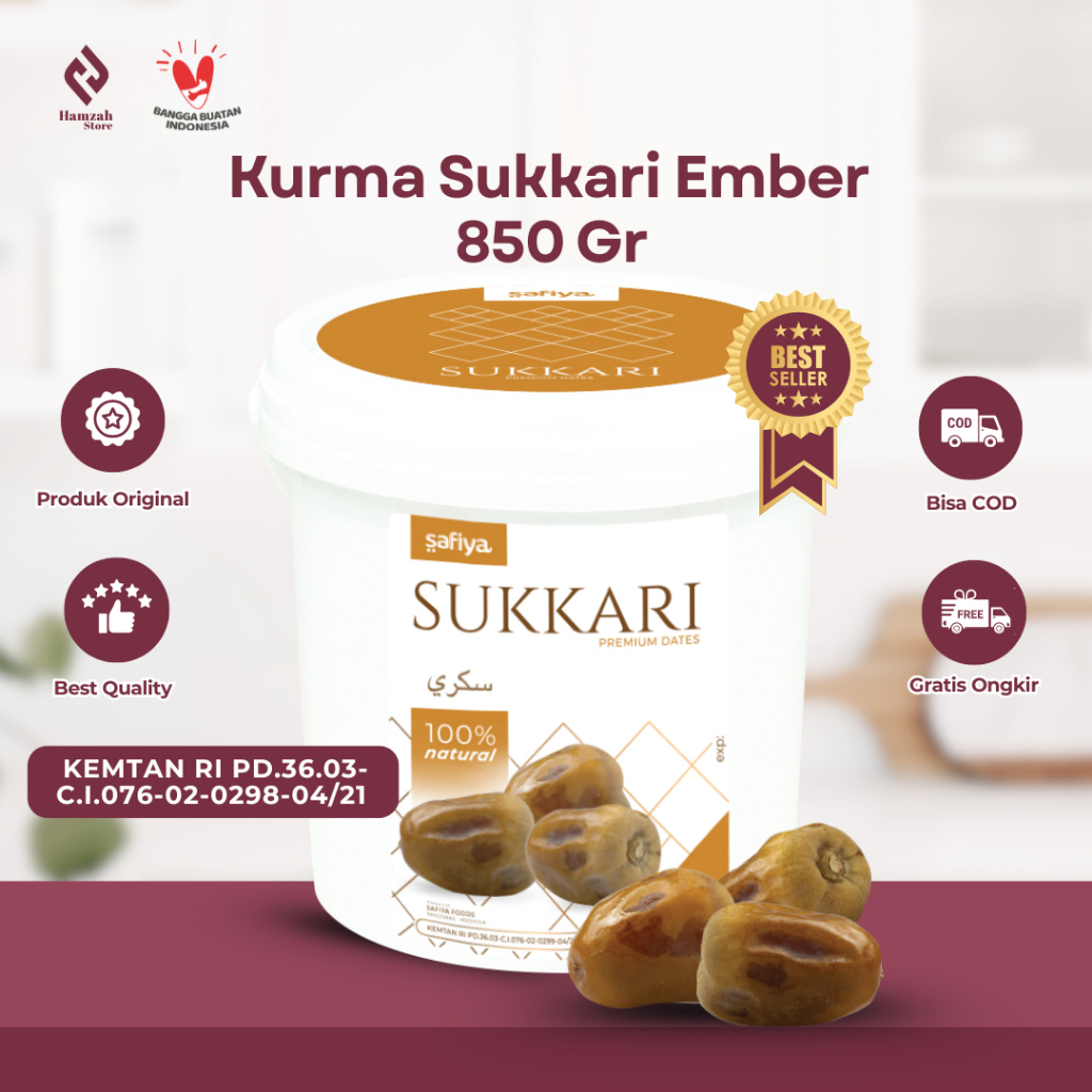 

Kurma Sukari Ember 850 gram Grade A Premium | Kurma Raja | Manis Lembut Original Best Quality