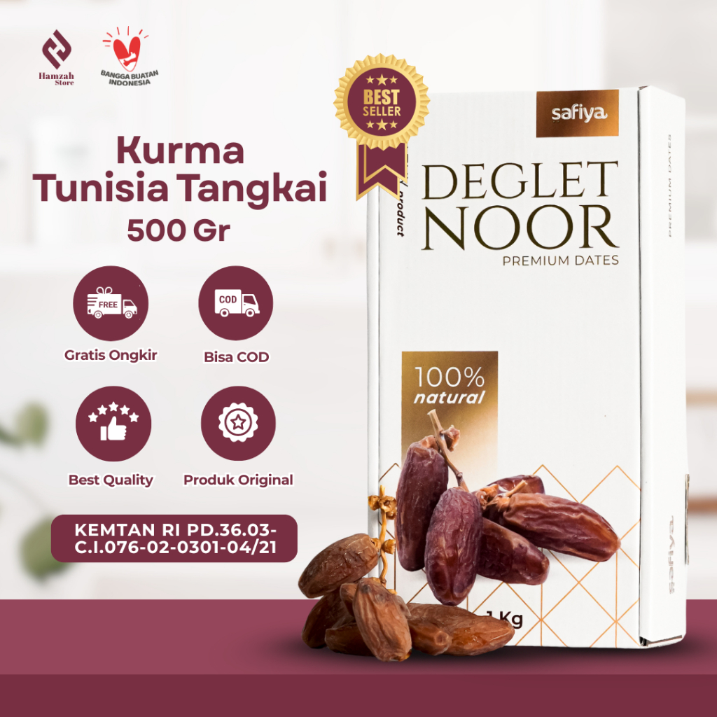 

Kurma Tangkai 500 gr Kurma Tunisia Deglet Noor Premium Safiya
