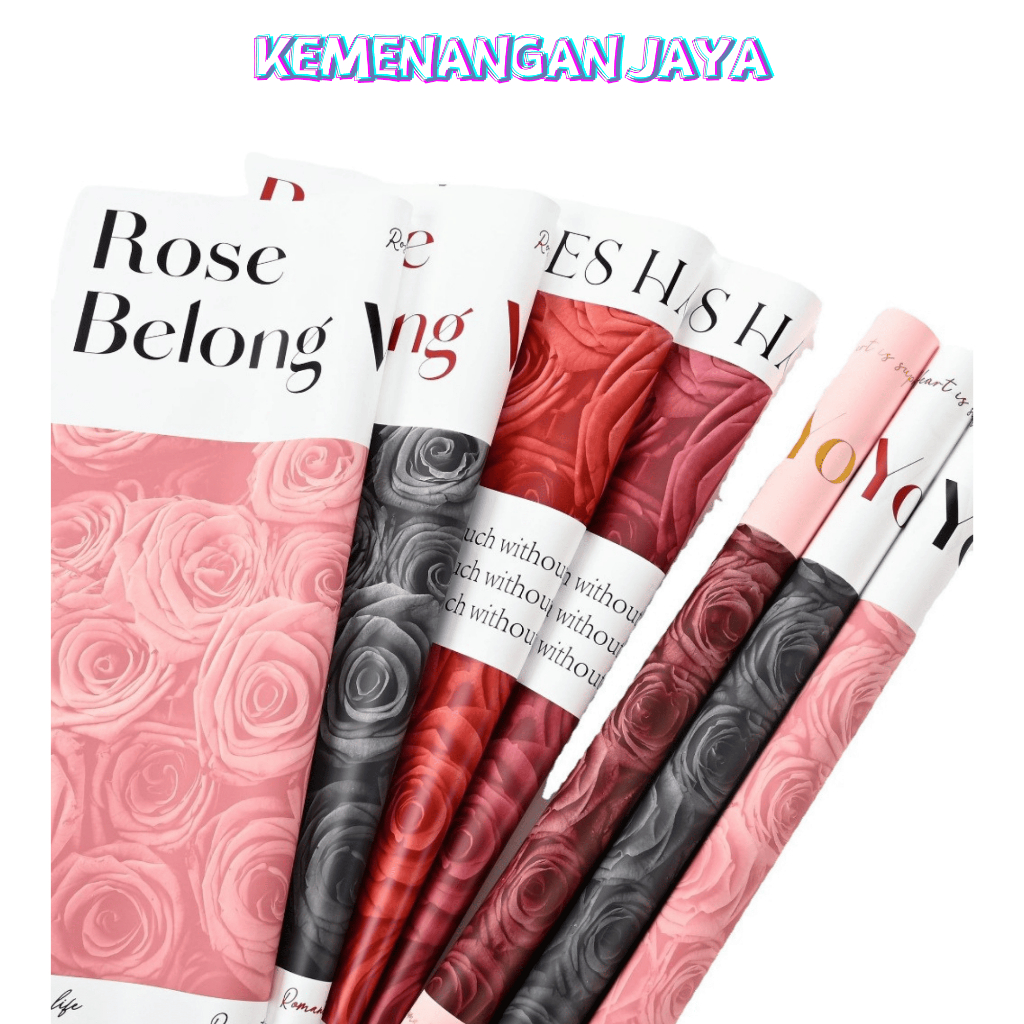 

Isi 20 LEMBAR Kertas Buket Bunga Motif Bunga Mawar Flower Wrapping Paper Rose Cellophane KB100