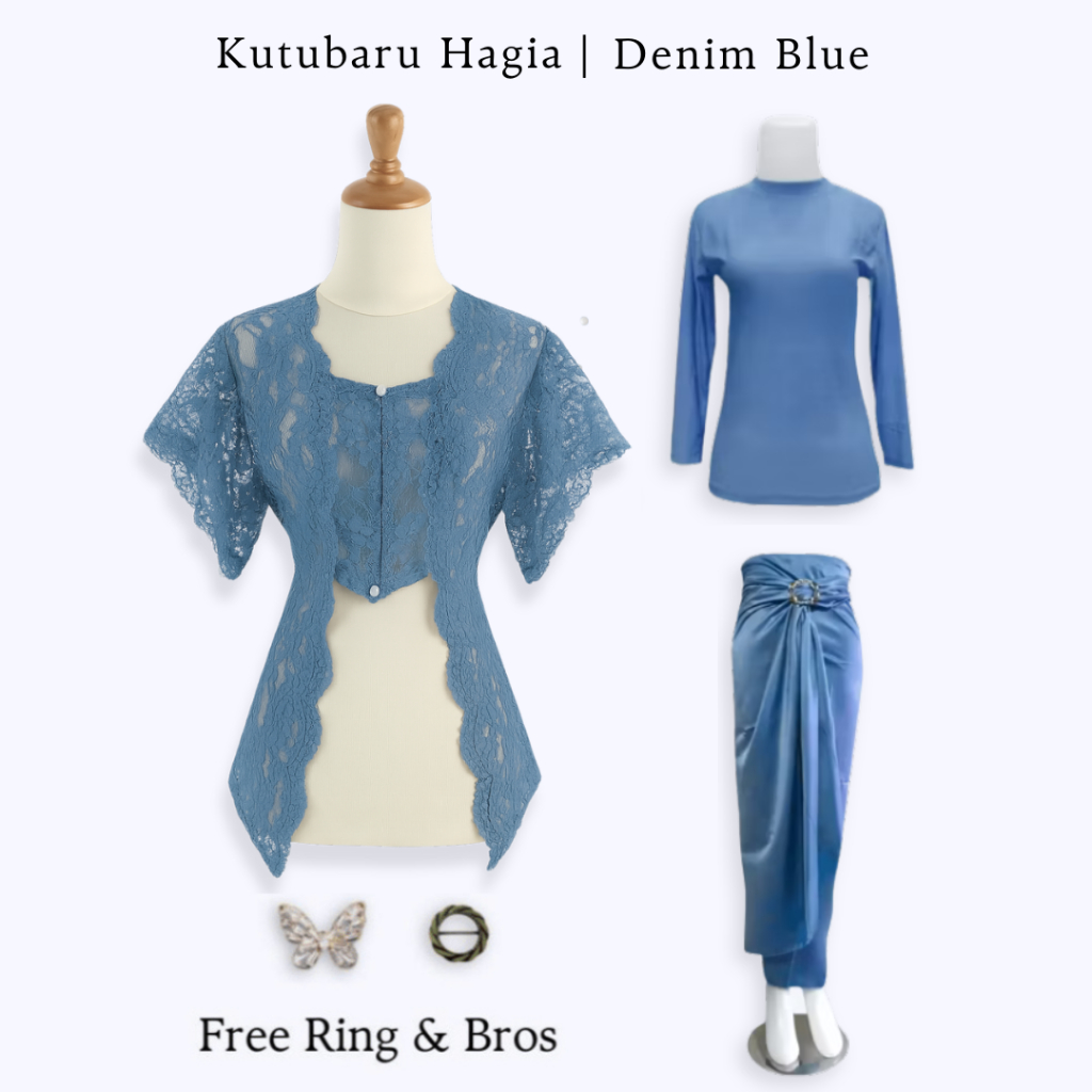 PROMO TERBARU Setelan Kebaya Brukat Kutubaru Modern Outer + Rok Lilit Kondangan/Wisuda Simpel elegan