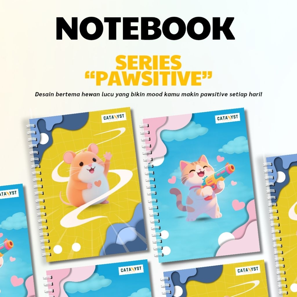 

[NOTEBOOK] Catalyst Pawsitive Series | Hewan Lucu/Cute Animal | Polos(Plain)/ Dotted(Titik)/ Line(Garis)/ Grid(Kotak)/ Spiral/ 50 & 100 Lembar