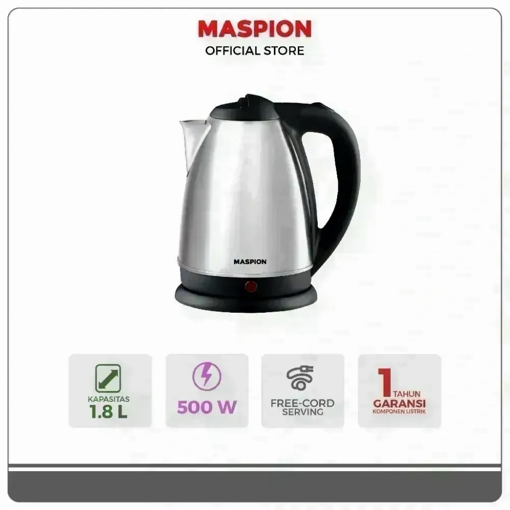Teko Listrik Maspion Electric Kettle Pemanas Air Stainless Steel  MEK-1802KS MEK 1802 KS 1,8 Liter