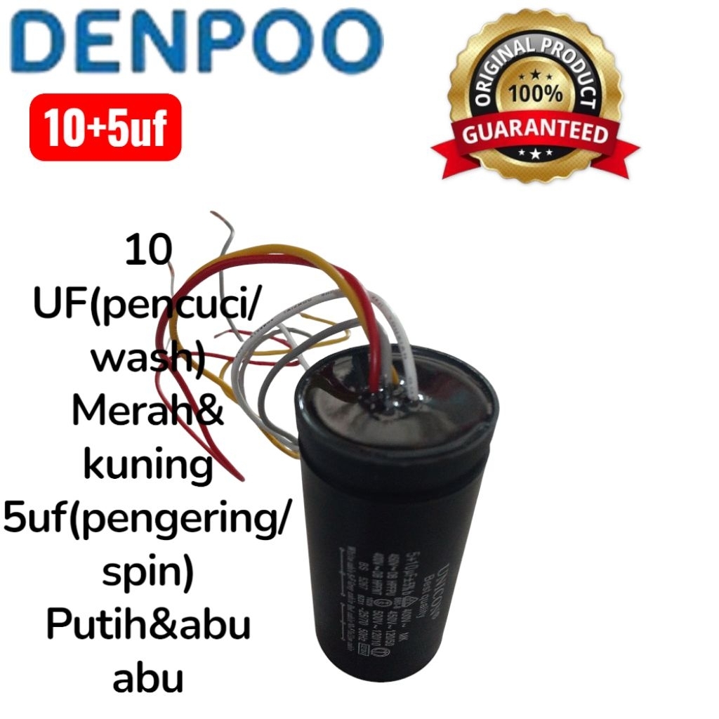 KAPASITOR CAPASITOR MESIN CUCI DENPOO DW-8907 MESIN CUCI DENPOO 2 TABUNG