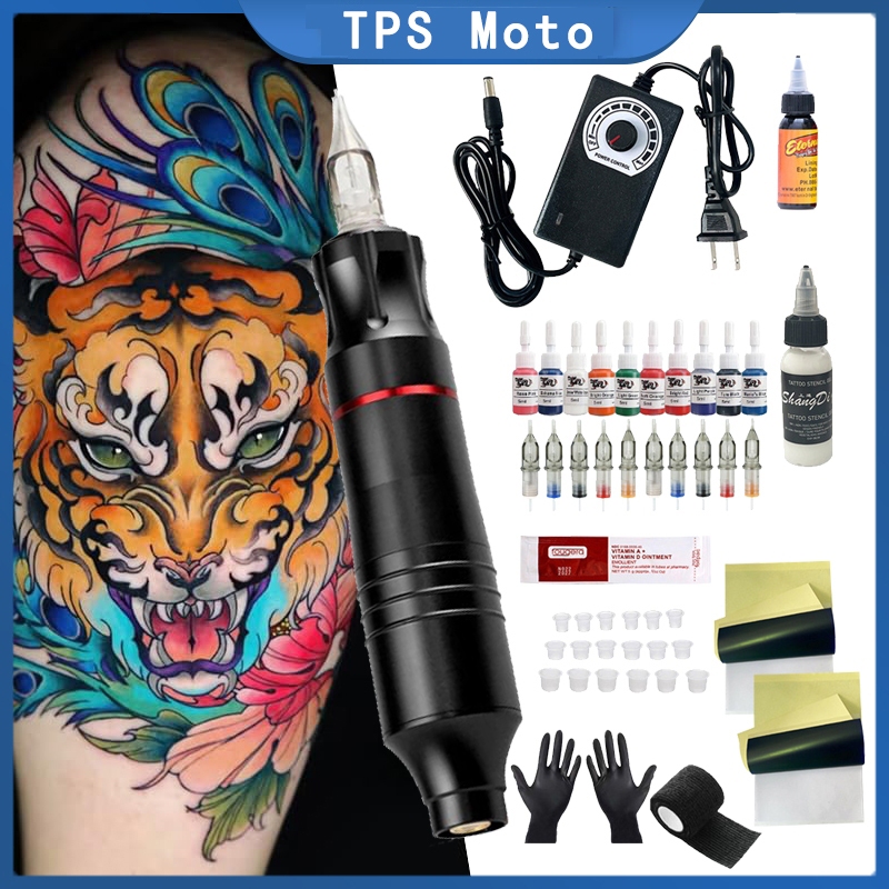 

technandaa - mesin tato full set pena tato rotary - alat tato lengkap 10 warna