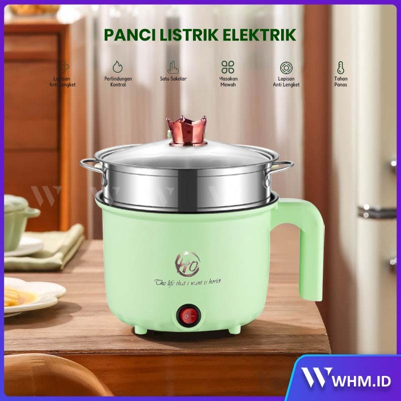 1.8 Liter Panci Listrik Panci Serbaguna Multifungsi Panci Penggoreng Kukusan Stainless FREE CENTONG 