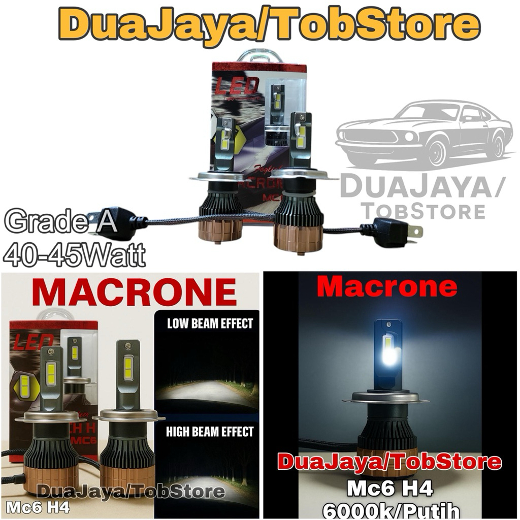 Lampu Led Headlamp Headlight Mobil Grandmax Macrone MC6 1Warna 6000K Putih PNP