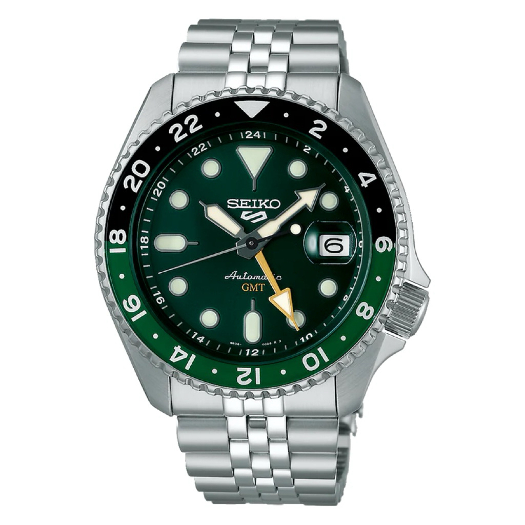 Jam Tangan Pria Seiko 5 Sports SSK035K1 GMT Automatic Green Dial Stainless Steel Strap Original | Se