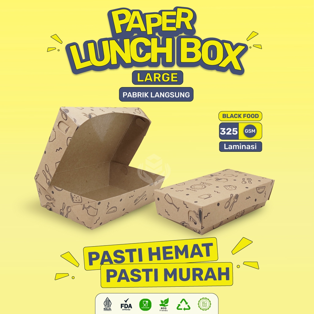 Paper Lunch Box Large Tebal 325 Gsm Lunchbox L  (LB2K424-Laminasi)