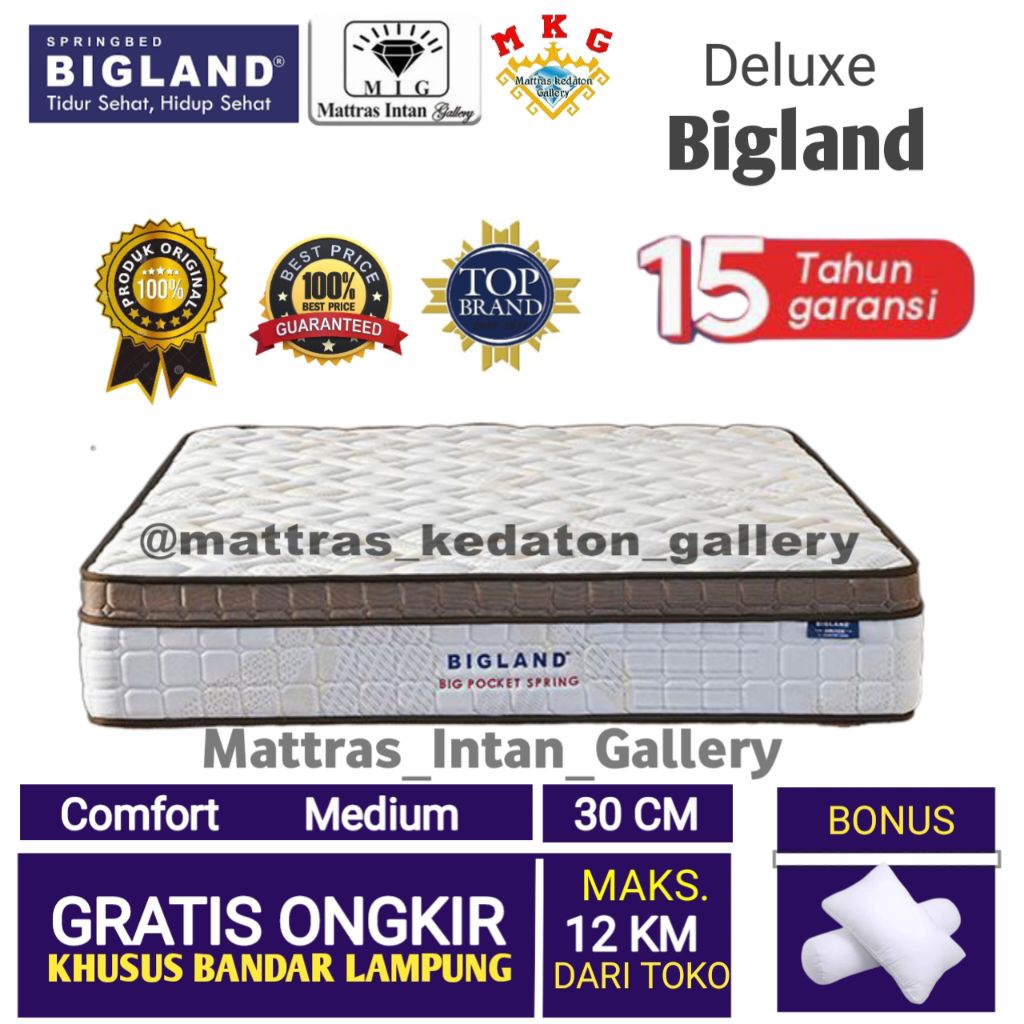 Springbed Bigland Deluxe Big Pocket T 30cm - kasur spring bed big land size 160 - 180 bandar lampung