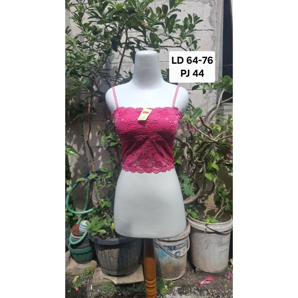 Tanktop Renda Tali Kecil Pink Fanta