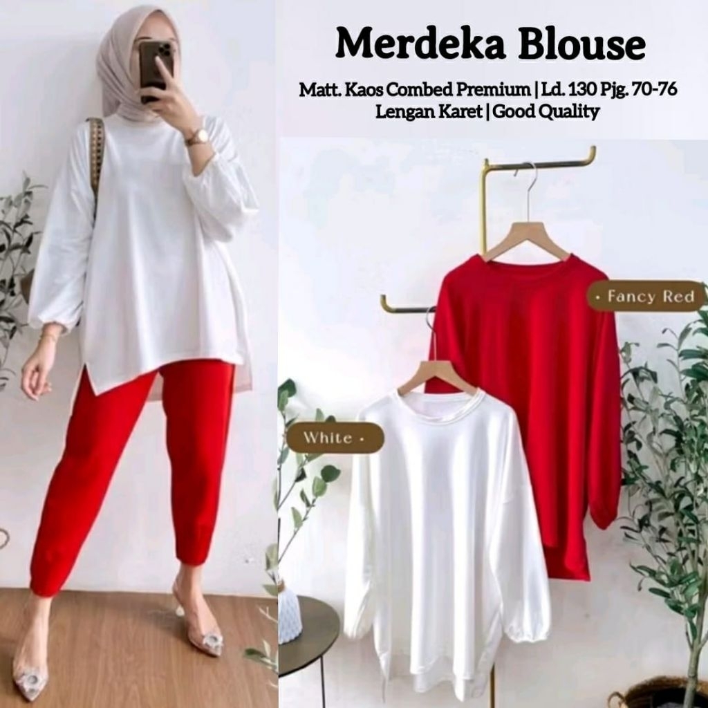 JUMBO LD 130CM MERDEKA BLOUSE ATASAN WANITA MERAH PUTIH KEMERDEKAAN