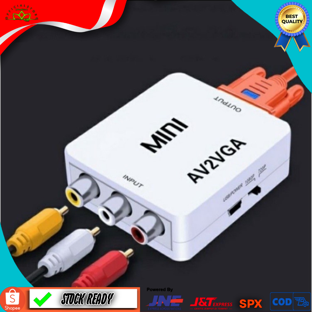 CONVERTER VIDEO TO VGA / RCA2VGA / RCA TO VGA / AV TO VGA KONVERTER BOX BIRU