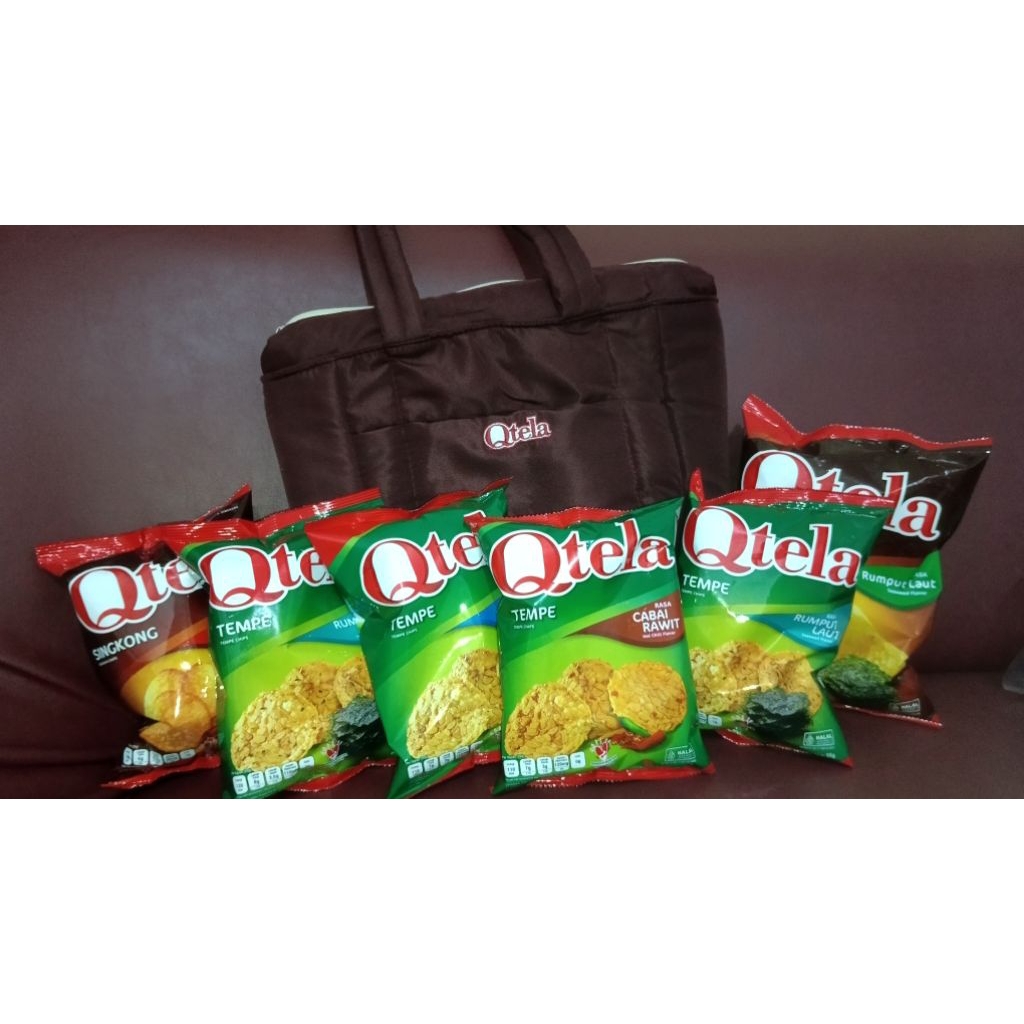 

PAKET QTELA KRIPIK TEMPE SINGKONG ( ISI 6 PCS) + FREE TAS ( TERSEDIA 2 PILIHAN WARNA TAS : MAROON/ HIJAU )