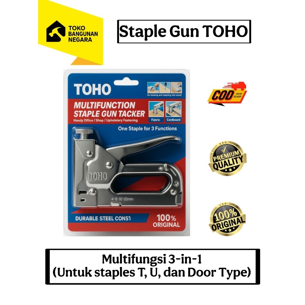 

Staples Tembak TOHO Multifungsi | Alat Tembak Staples Kayu dan Dinding Profesional Tools