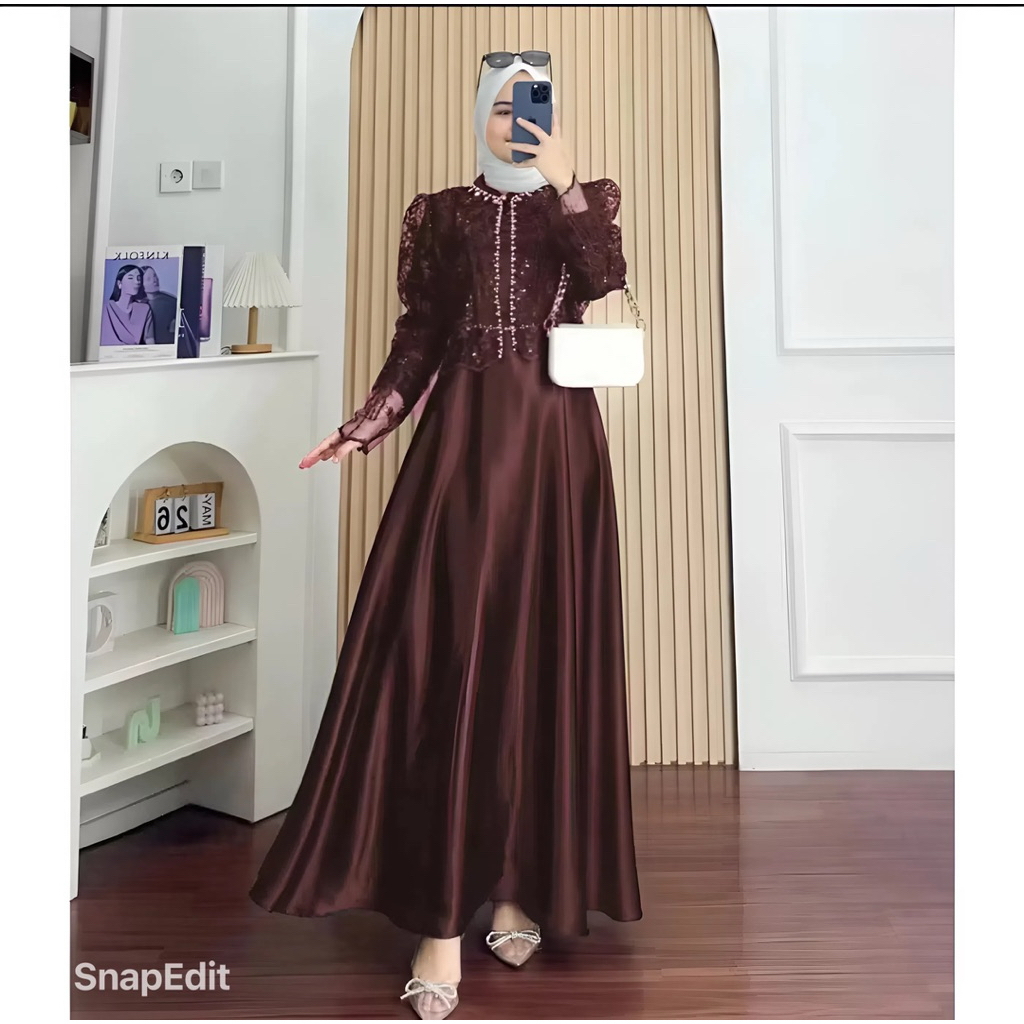 sakura dress maxy dress kondangan mix brukat terbaru 2025 dress pesta mewah burgandy