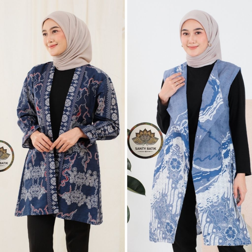 Blazer Batik Atasan modern Batik Wanita Outer Batik Modern Long Outer Terbaru