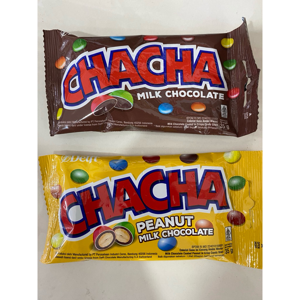 

DELFI CHA-CHA MILK CHOCO/PEANUT 35gr ex 40gr(UKURAN BESAR) exp oktober 2026