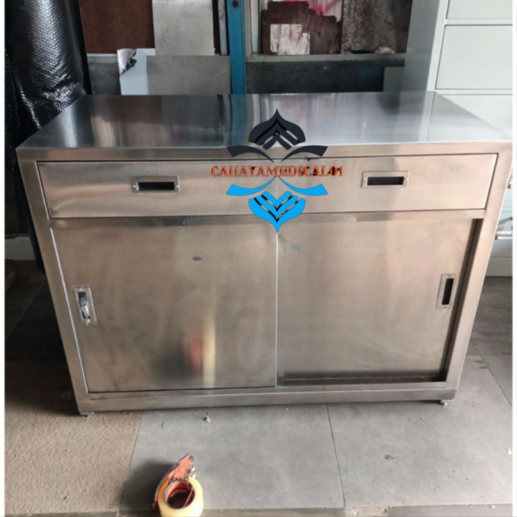 Meja cabinet stainless / Meja stainless cabinet / Lemari cabinet stainless