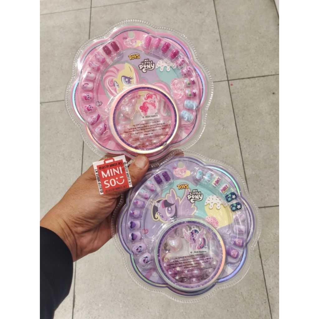 MINISO 🆕 False Nails with Jelly Adhesive Tabs / Kuku Palsu + Bracelet Making MY LITTLE PONY (TWILIGH