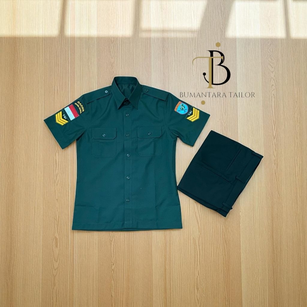Pakaian Dinas Harian TNI AD/PDH TNI AD 1 Stel Bahan Wool asli